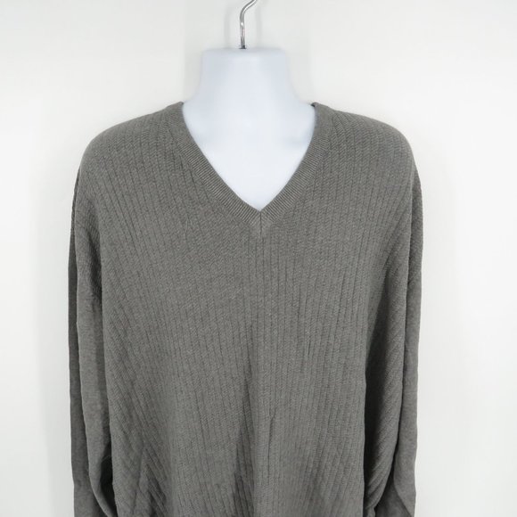Cutter & Buck Mens 4X Ribbed Gray V-Neck Pullover Sweater Soft & Warm NWT $135 - Picture 3 of 4